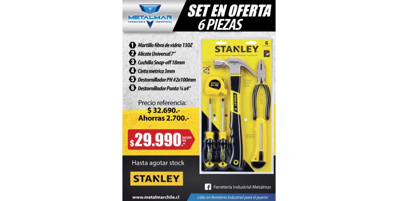 SET DE 6 HERRAMIENTAS STALNEY